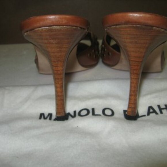 Manolo Blahnik Brown Open Toe Heel Sandals - Picture 5 of 5